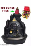 Handcrafted black Adi Shankara resin figurine of Lord Adiyogi with incense holder, featuring 101 backflow scented cones
