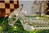Clear crystal glass Tortoise/Turtle Kachua with square plate for good luck, positive energy, prosperity - Indian-made Feng Shui home decor