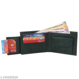 Solid PU Leather Men's Wallet - 2 Compartments, Faux Leather Bi-fold Wallet, Perfect Daily Use, India