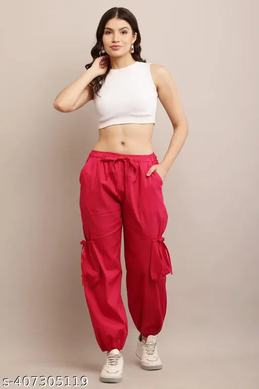 Stylish poplin cotton women's pants, solid net pattern, poly blend fabric - India