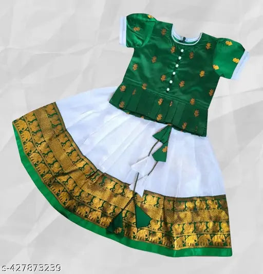Taffeta silk Tranding Pattu Lehenga Choli for Girls, vibrant Indian cultural heritage design