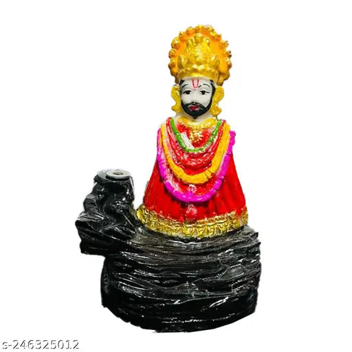 Colorful resin Shree KHATU Shyam JI Backflow Smoke Fountain Incense Holder with 12cm height, includes 10 Bckflow Cones for home temple or office decor
