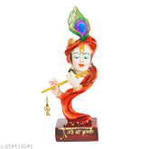 Modern art resin Krishna Idol playing flute, 11.5x11.5x34 cm, unique home decor item for living room, bedroom, or office