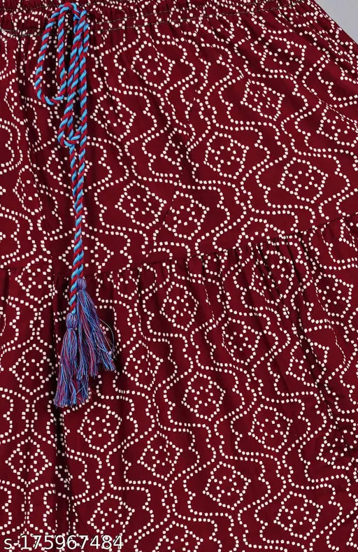 Printed rayon maroon skirt for women, featuring a comfortable fit and beautiful design. Available in sizes 34-XXXL & free size, made in India
