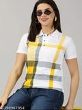 Multicolor cotton blend polo t-shirt for women, perfect for summer wear and casual outfits