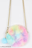 Multicolor synthetic round crossover Faether bag, vibrant printed net design, free size for girls' evening outings