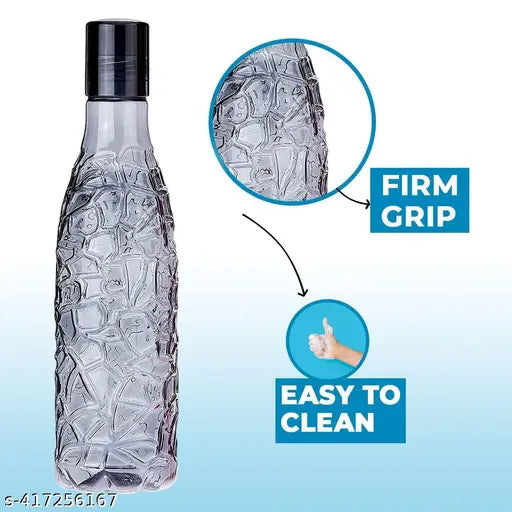 Refrigerator-safe, BPA-free 1L plastic water bottle set (black), perfect for school, college, work, or gym