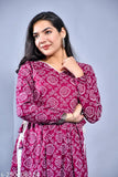 Rayon fasonika nayra kurta with palazzo, printed and long-sleeved for couples, India-made Bandhani cut elegance in white