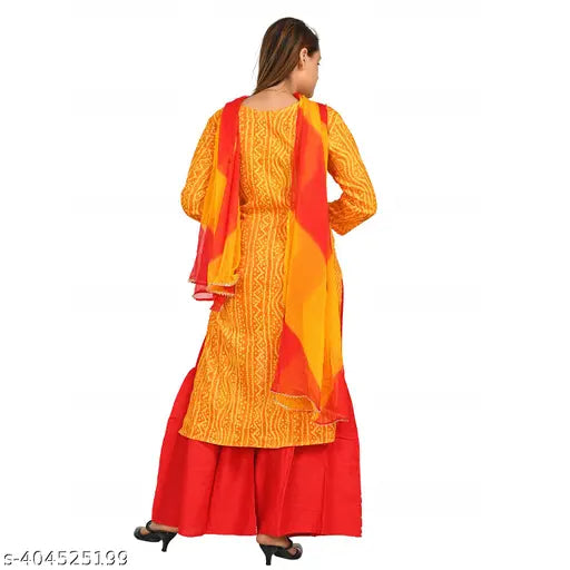 Orange, embroidered, designer sharara with dupatta for women and girls