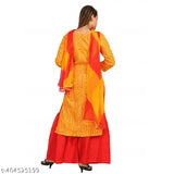 Orange, embroidered, designer sharara with dupatta for women and girls