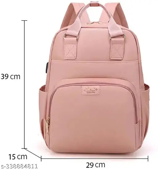 Durable polyester diaper backpack, water-resistant and easy to clean, with USB charging port and multiple compartments. Suitable for baby care essentials and multi-functional as a backpack or handbag. Well-designed with wet/dry separation and wide mouth opening. Perfect gift idea for new mommies, suitable for various occasions. Dimensions: 35x15x29 cm (Length x Width x Height). Origin: China