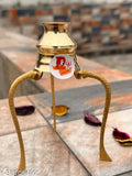 Gold-plated brass Shivling stand decorative showpiece, 14cm tall for Hindu puja rituals