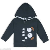 Dark grey cotton blend unisex hoodie with applique monster design, perfect for winter wear and kids sizes 3-6 months & 12-18 months