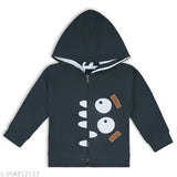 Dark grey cotton blend unisex hoodie with applique monster design, perfect for winter wear and kids sizes 3-6 months & 12-18 months
