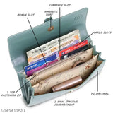 Light green faux leather women's clutch wallet purse, stylish design for girls, 4 compartments, free size (8x5 in)