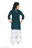 Cotton blend embroidered Kurta & Sharara set for girls (3-7 years), Indian-made, comfortable and stylish