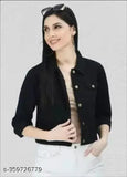 Black denim long-sleeved women's jacket, trendy and beautiful for women and girls - made in India