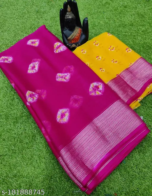 Striped chiffon Lehriya saree with matching running blouse, vibrant Indian fashion