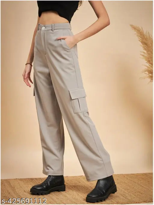 Cotton Blend cargo pants pack: Solid or Checked, high-rise, straight fit, stretchable, casual/formal wear