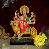 Multicolor resin Goddess Durga statue (12x7x16 cm), intricately detailed with marble finish, perfect for home altar or puja room decor