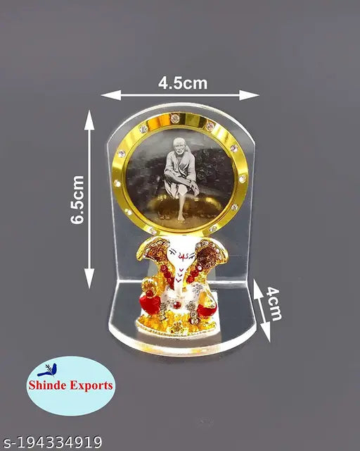 Black acrylic Shirdi Sai Baba car dashboard idol statue for gifts, Indian-made