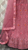 Elegant embroidered net Lehenga Choli with Dupatta, semi-stitched - golden zari work, ideal for special occasions (India)