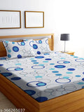 White geometric-patterned superfine elastic cotton double bedsheet set, including 2 pillow covers (78x72+10), on a double bed