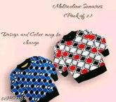 Multicolor woolen baby sweat t-shirts pack, lightweight and suitable for winter/semi-winter. Long sleeves, printed pattern, sizes from 0-3 months to 3-4 years