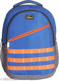 Blue and orange canvas school backpack with laptop compartment, durable design for boys & men, features adjustable straps, front zippered compartment, mesh bottle holder, and padded lining for 15" laptops (35L) - trendy pick for education needs