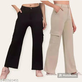 Solid cotton-lycra combo cargo pants for women, perfect for everyday wear in various sizes from XS to XL, originating from India
