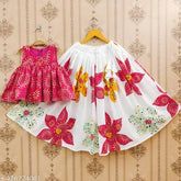 Rayon floral print kids' lehenga choli set, perfect for festivals and cultural events