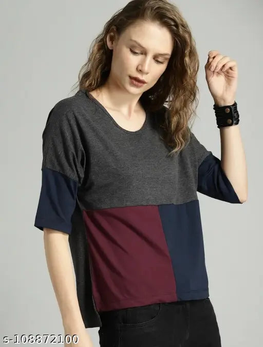 Colorblocked cotton crop tops for women and girls, elevate daily style