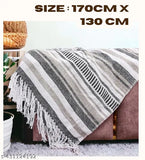 White striped cotton throw blanket, soft & comfortable for work from home or travel, 52" x 64", perfect gift option