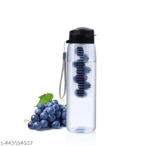 Red leakproof plastic DNkitch detox water bottle with infuser chamber and wide mouth opening - customize your beverages with natural flavors