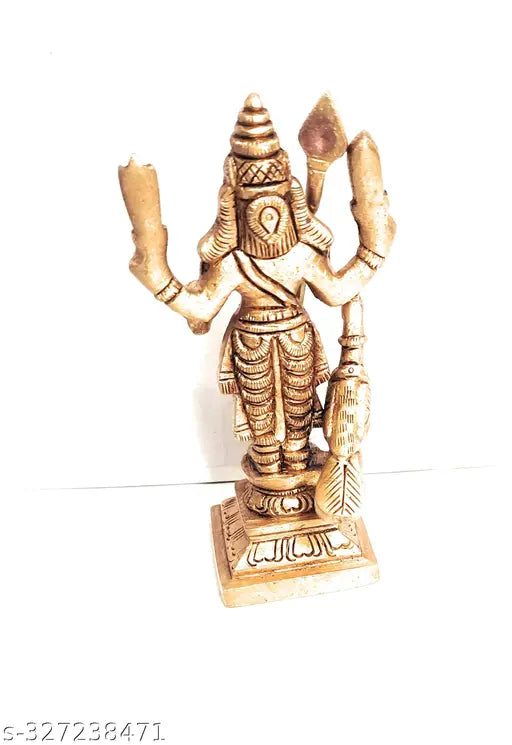 Brass Murgan idol, 250gm, Indian-made, golden, 12.5cm tall