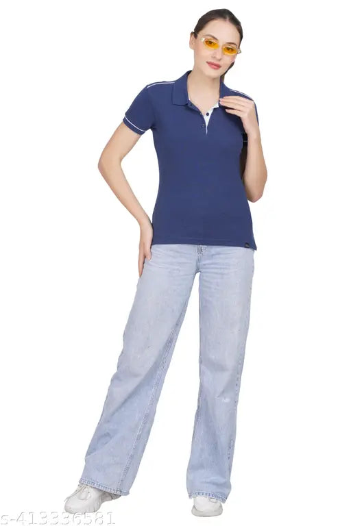 Stylish trendy cotton women's short-sleeved solid t-shirt, size S-XXL, made in India