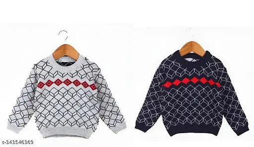 Blue and white striped wool sweater for boys with full sleeves, premium quality, 12-18 months