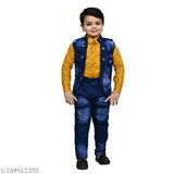Boys Yellow Denim Ethnic Jackets, solid color, long sleeves, Indian origin, boys suits set, size: 6-12 months (L: 19in), 9-12 months (L: 19in), 12-18 months (L: 20in)
