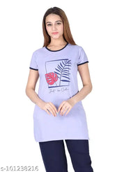 Printed polycotton ladies long nightsuit, loose-fitted and perfect length for summer nights. Breathable, high stretchy, comfortable, and no fade or shrinkage issues