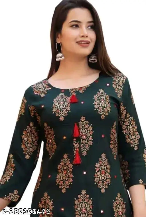 Rayon printed combo three-quarter sleeve top, "PRACHI 2" women's fashion, India-made