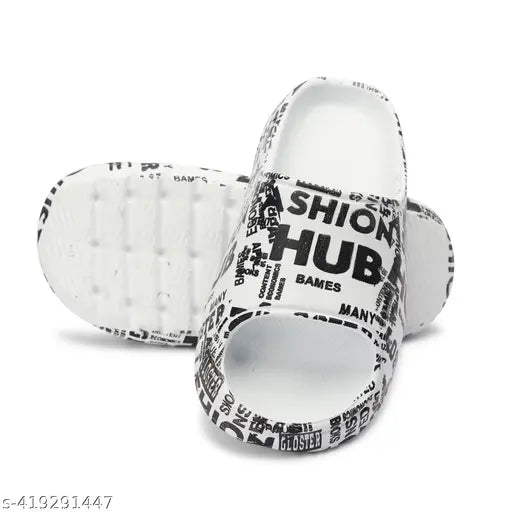 Lightweight EVA boys flip flops with printed net patterns, comfortable for indoor/outdoor activities