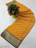 Trendy newweightless leheriya border georgette saree, vibrant dyed/washed net pattern, free size Indian fashion accessory