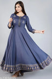 Rayon embroidered Anarkali Kurta for women, three-quarter sleeves, Indian ethnic wear. Stunning and comfortable for any occasion