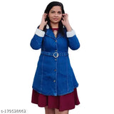 Blue denim jacket with long sleeves, dyed/washed pattern, size S-L. Made in India