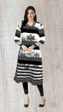 Women's woolen printed kurti for winter with good quality, featuring three-quarter sleeves and intricate embroidery. Great for daily wear, parties, and festive occasions. Made in India