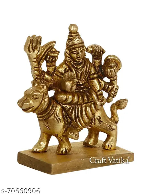 Brass Durga maa Murti Statue, exquisitely detailed, 5cm x 6.5cm x 2.5cm, Indian God Idol for puja decor and gifting
