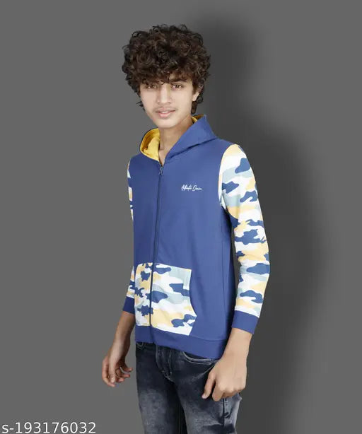 Agile Comfy navy blue boys sweatshirts with printed net design, long sleeves and cotton fabric for winter wear (3-4Y, 14in/16in/13in; 5-6Y, 15in/18in/14in)