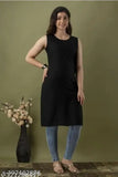 Sleeveless rayon kurti, single solid color, Indian ethnic wear for women in sizes S-XXL
