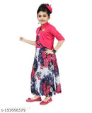 Stylish printed cotton frock and jacket dress for girls (0-15 years), three-quarter sleeves, Indian origin