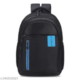 40L laptop backpack in black, durable cloth for men and women. Suitable for 16" laptops, office, school, work, business, or college use. Practical design with three spacious compartments and one pocket